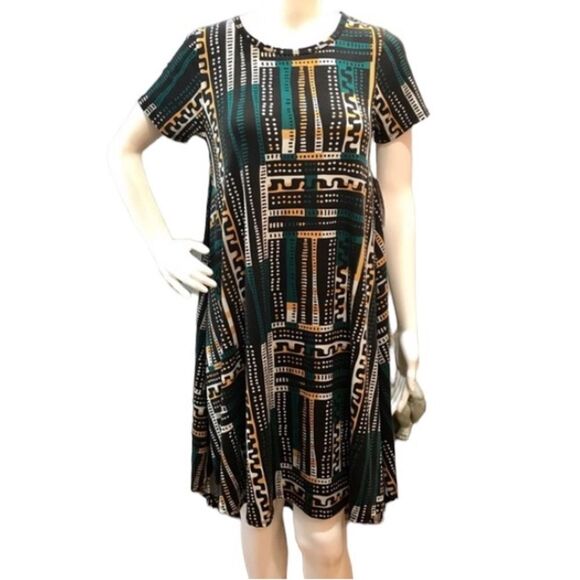 LuLaRoe Carly High Low Abstract Print Dress Fall Sz XXS NWT New - Picture 1 of 16